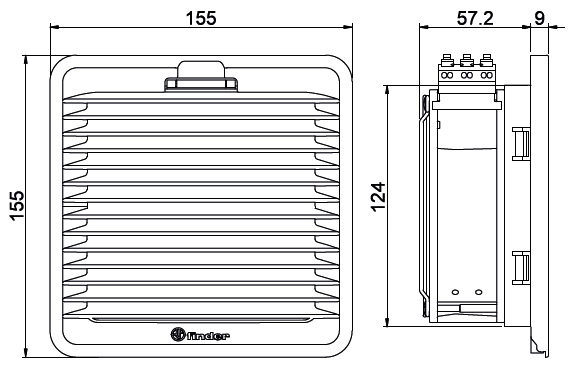 Вентилятор с фильтром FINDER 7F.20.8.230.2055 для электрических щитов, стандартная версия, расход воздуха 55 м³/ч, 230В AC, IP54