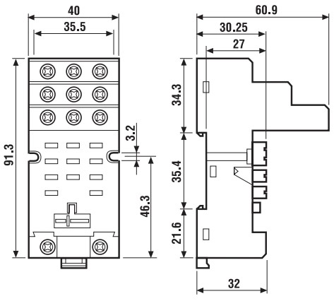 Розетка для реле FINDER 92.03.SMA для модели 62.32/62.33, винтовые клеммы, с раздельными контактами и металлическим зажимом, 16А, 250В, IP20, цвет – синий