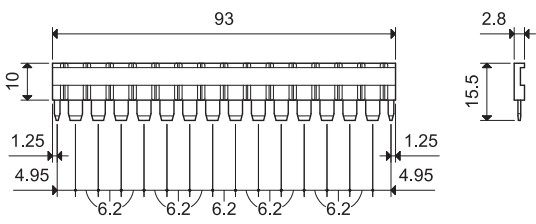 Соединитель шинный FINDER 093.16.0 для реле серии 34, 16 полюсов, 36А, 250В, цвет – черный