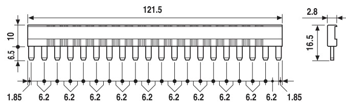 Соединитель шинный FINDER 093.20.1 для реле серии 34, 20 полюсов, 36А, 250В, цвет – красный