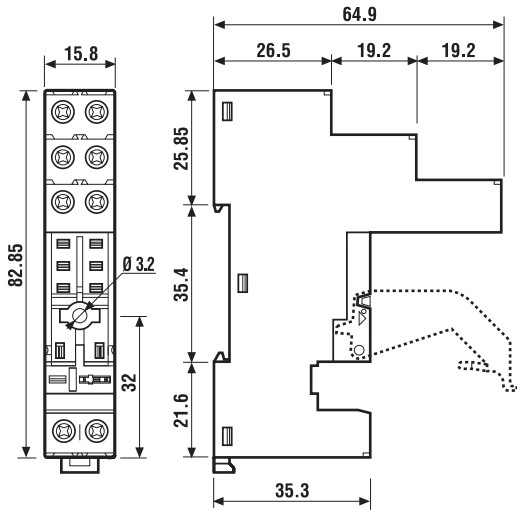 Розетка для реле FINDER 97.02.SPA для модели 46.52 винтовые клеммы с зажимной клетью, раздельными контактами и пластиковым зажимом, 8А, 250В, IP20, цвет – синий