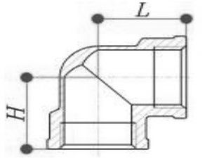 Угольник SantechSystems Ду25x20 Ру16 90° переходной, латунный, никелированный, ВР/ВР