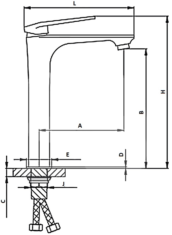 Смеситель для раковины Frap H52 длина 177 мм, одноручный, излив высокий, белый
