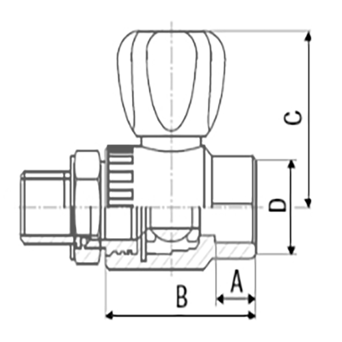 Кран шаровой FV-Plast Дн25x3/4″ прямой с разъемным соединением для радиатора, наружная резьба/под приварку, вентиль, корпус - полипропилен