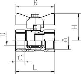 Кран шаровой ГАЛЛОП Практик 130 никель 1″ Ду25 Py16 ВР-ВР стандартнопроходной ,управление ручка-бабочка, корпус - латунь