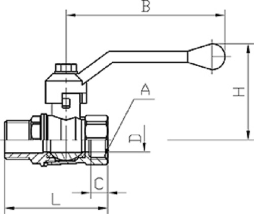 Кран шаровой ГАЛЛОП Стандарт 221 никель 1/2″ Ду15 Py40 ВР-НР полнопроходной, управление ручка-рычаг, корпус - латунь