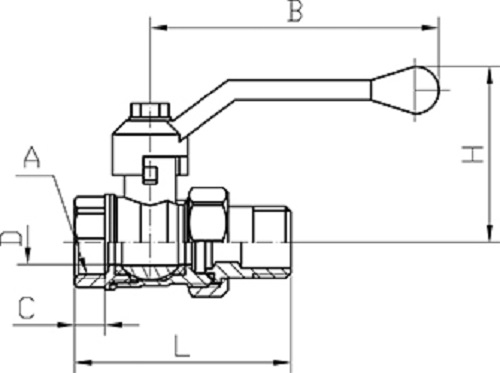 Кран шаровой ГАЛЛОП Стандарт 222 1″ Ду25 Py16 внутренняя резьба/американка, полнопроходной, управление ручка-рычаг , корпус - латунь