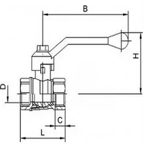 Кран шаровой ГАЛЛОП Стандарт 220 (аналог 11б27п1) 1″ Ду25 Ру16 полнопроходной резьбовой с рычагом никель