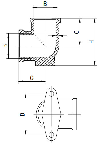 Угольник Gappo G2209 1/2x1/2″ Ду15x15 Ру40 90° для металлических труб, с креплением, корпус - латунь никелированная, присоединение - внутренняя резьба