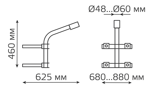 Кронштейн уличный Gauss посадочный диаметр - 60 мм, вылет - 365 мм,, L=680 мм,, угол наклона - 15 градусов, на опору, цвет - серый