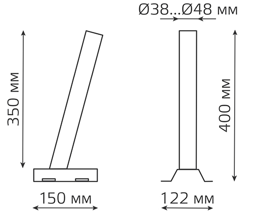 Кронштейн уличный Gauss посадочный диаметр - 48 мм, вылет - 350 мм,, L=400 мм,, угол наклона - 15 градусов, на бандажную ленту, цвет - серый