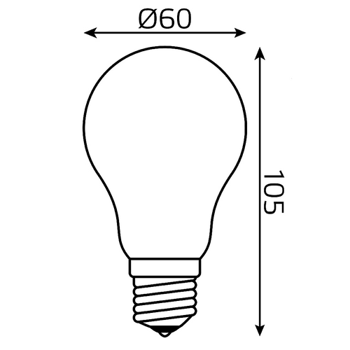 Лампа светодиодная Gauss Black Filament А60 матовая, 60 мм, мощность - 10 Вт, цоколь - E27, световой поток - 820 лм, цветовая температура - 2700 K, форма - грушевидная