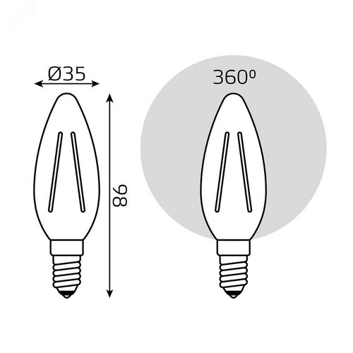 Лампа светодиодная Gauss Black Filament C35, прозрачная, 35 мм, мощность - 7 Вт, цоколь - E14, световой поток - 580 Лм, цветовая температура - 4100 K, белый свет, форма - свеча, упаковка - 3 шт.