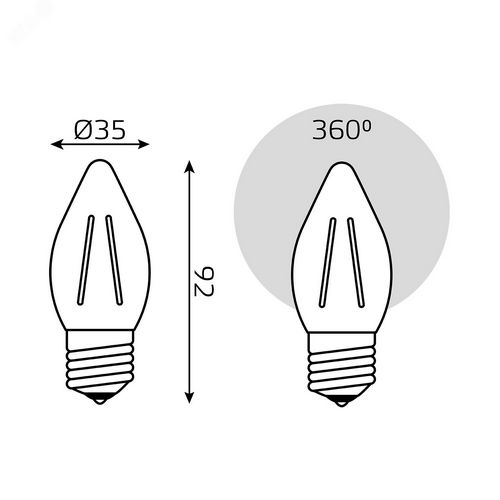Лампы светодиодные Gauss Black Filament C35, прозрачные, 35 мм, мощность - 11 Вт, цоколь - E27, световой поток - 810-830 Лм, цветовая температура - 2700-4100 K, форма - свеча