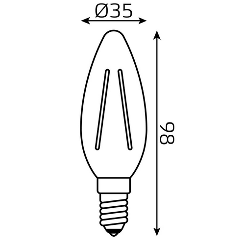 Лампа светодиодная Gauss Black Filament прозрачная, 35 мм, мощность - 5 Вт, цоколь - E14, световой поток - 420 лм, цветовая температура - 2700 K, форма - свеча