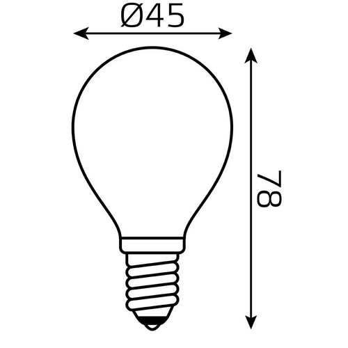 Лампы светодиодные Gauss Black Filament матовые, 45 мм, мощность - 5 Вт, цоколь - E14, световой поток - 420-450 лм, цветовая температура - 2700-4100 K, форма - шарообразная