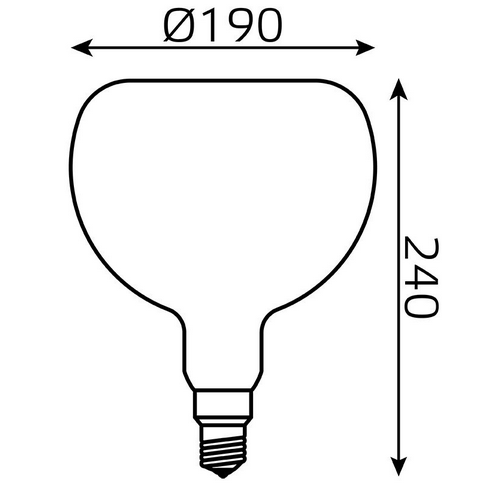 Лампа светодиодная Gauss Black Filament A190 диммируемая матовая 190 мм, мощность - 10 Вт, цоколь - E27, световой поток - 890 лм, цветовая температура - 4100 K, нейтральный белый свет, форма - грушевидная