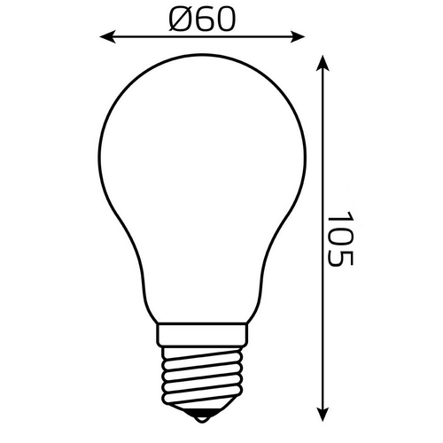 Лампы светодиодные Gauss Black Filament A60 диммируемые матовые 60 мм, мощность - 10 Вт, цоколь - E27, световой поток - 820-860 лм, цветовая температура - 2700-4100 K, форма - грушевидная