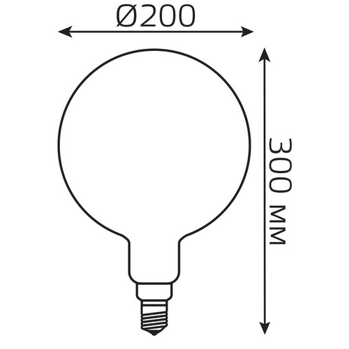Лампы светодиодные Gauss Black Filament G200 диммируемые матовые 200 мм, мощность - 14 Вт, цоколь - E27, световой поток - 1170 лм, цветовая температура - 4100 K, форма - шарообразная