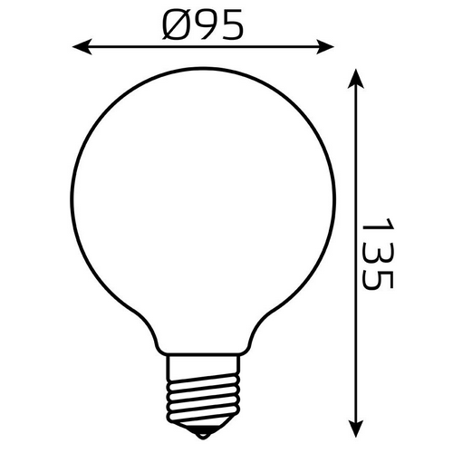 Лампы светодиодные Gauss Black Filament G95 диммируемые матовые 95 мм, мощность - 10 Вт, цоколь - E27, световой поток - 1070-1100 лм, цветовая температура - 3000-4100 K, форма - шарообразная