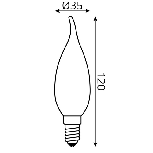 Лампа светодиодная Gauss Black Filament диммируемая матовая 35 мм, мощность - 9 Вт, цоколь - E14, световой поток - 610 лм, цветовая температура - 4100 K, нейтральный белый свет, форма - свеча на ветру