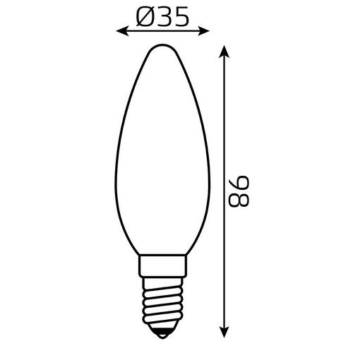 Лампа светодиодная Gauss Black Filament диммируемая матовая 35 мм, мощность - 9 Вт, цоколь - E14, световой поток - 610 лм, цветовая температура - 4100 K, нейтральный белый свет, форма - свеча