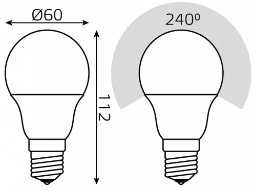 Лампы светодиодные Gauss A60 12-36V 60 мм 10-13 Вт, 12-36 В, цоколь - E27, световой поток - 860-1150 Лм, цветовая температура - 4100 К, форма - грушевидная