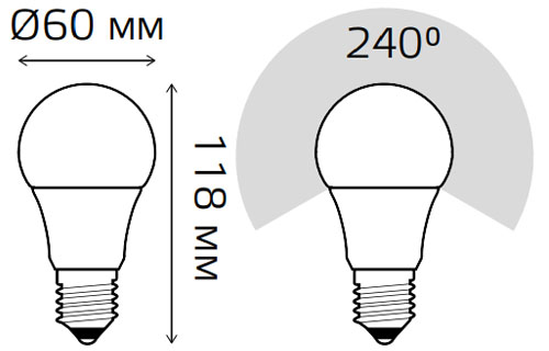 Лампа светодиодная Gauss A60 60 мм 16 Вт, 220 В, цоколь - E27, световой поток - 1520 Лм, цветовая температура - 6500 К, форма - грушевидная, холодный белый свет