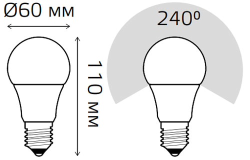Лампа светодиодная Gauss A60 60 мм 7 Вт, 220 В, цоколь - E27, световой поток - 710 Лм, цветовая температура - 4100 К, форма - грушевидная, нейтральный белый свет