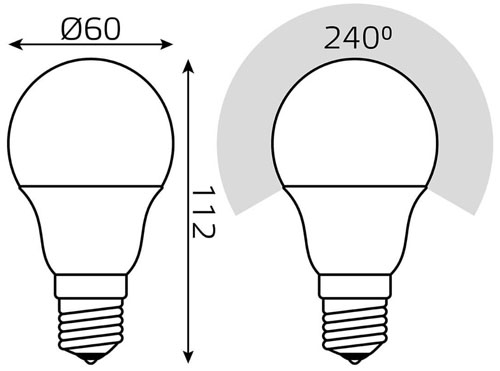 Лампы светодиодные Gauss A60 c датчиком движения 60 мм 10 Вт, 220 В, цоколь - E27, световой поток - 800 Лм, цветовая температура - 4100 К, форма - грушевидная