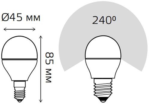Лампа светодиодная Gauss Elementary шар E27 45 мм 6 Вт, 220 В, цоколь - E27, световой поток - 470 Лм, цветовая температура - 6500 К, форма - шарообразная, холодный белый свет