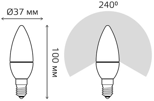 Лампы светодиодные Gauss Elementary свеча E14 37 мм 6-12 Вт, 220 В, цоколь - E14, световой поток - 420-950 Лм, цветовая температура - 3000-6500 К, форма - свеча