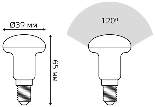 Лампы светодиодные Gauss R39 39 мм 4 Вт, 220 В, цоколь - E14, световой поток - 350-370 Лм, цветовая температура - 3000-6500 К, форма - рефлекторная
