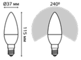 Лампа светодиодная умная Gauss Smart Home C37 RGBW 37 мм 5 Вт, 220 В, цоколь - E14, световой поток - 470 Лм, цветовая температура - 2700-6500 К, диммируемая, форма - свеча
