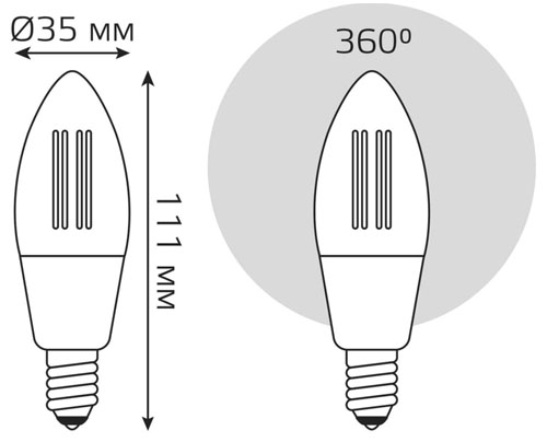 Лампы светодиодные умные Gauss Smart Home Filament C35 35 мм 4.5 Вт, 220 В, цоколь - E14, световой поток - 806 Лм, цветовая температура - 2000-6500 К, диммируемые, форма - свеча