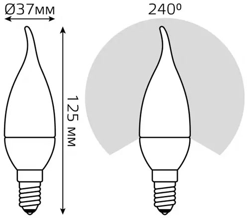 Лампа светодиодная Gauss Свеча на ветру E14 37 мм 9.5 Вт, 220 В, цоколь - E14, световой поток - 890 Лм, цветовая температура - 3000 К, форма - свеча на ветру, теплый свет