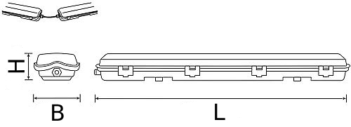 Светильник для светодиодных ламп Gauss LITE СПП, с цоколем G13, 2x1500 мм, накладной, IP65, форма - прямоугольник, материал корпуса - пластик, цвет - серый