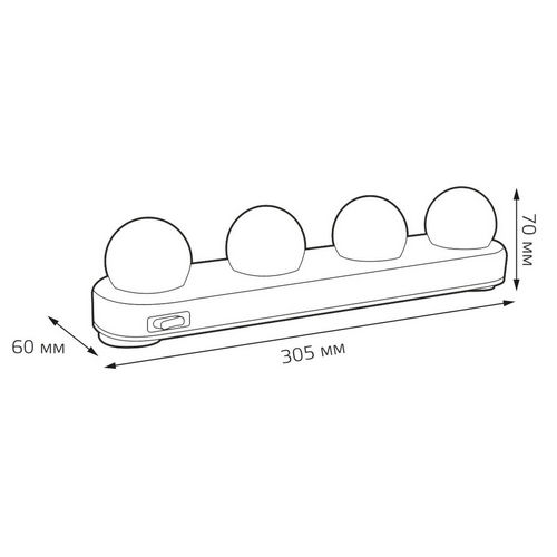 Светильник светодиодный Gauss MAKEUP 5 Вт, 305x60x70 мм, накладной, цветовая температура 6500 °К, световой поток 200 лм, IP33, материал корпуса - пластик, цвет - серебро