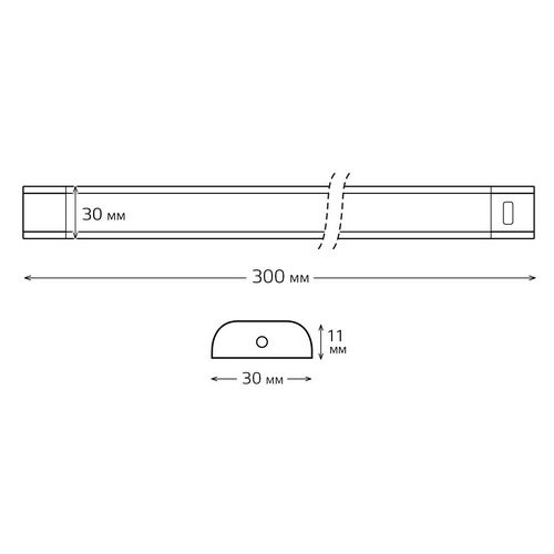 Светильник светодиодный Gauss Modul D 6 Вт, 300x30x11 мм, линейный, с сенсором, цветовая температура 4000 °К, световой поток 400 лм, IP20, материал корпуса - алюминий, цвет - серый