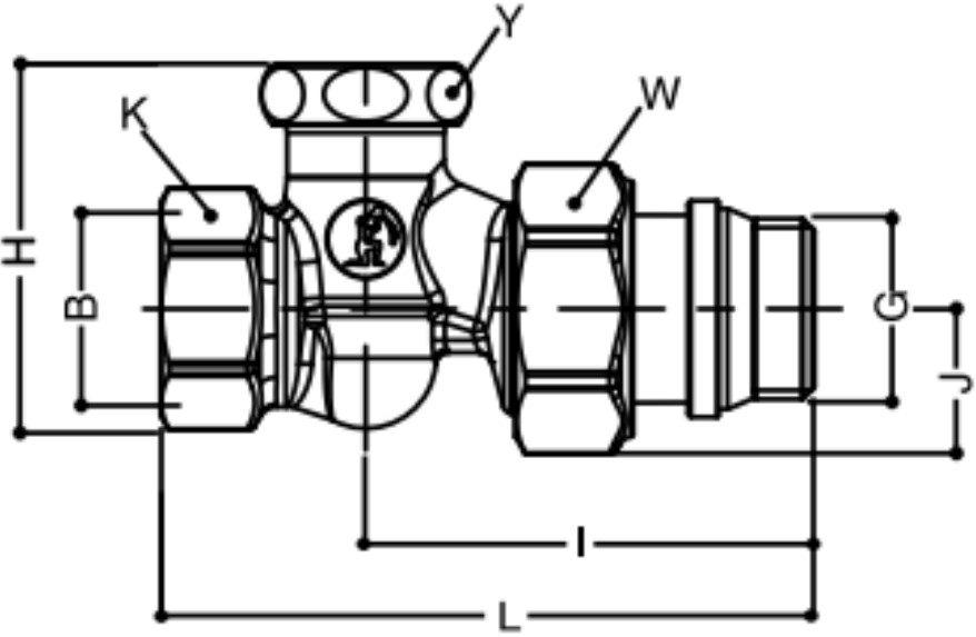 Клапан запорный GEKON GK 1400 1/2″Ду15 Ру16 прямой, латунный хромированный, внутренняя/наружная резьба