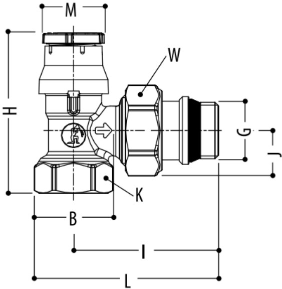 Клапан автоматический терморегулирующий GEKON GK 1620 3/4″ Ду20 Ру10 угловой, латунный хромированный, внутренняя/наружная резьба