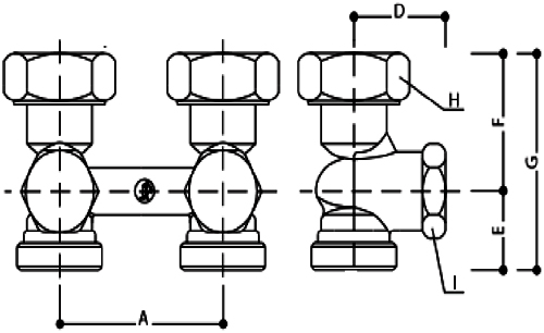 Узлы нижнего подключения Gekon GK 7421 Ду20 Ру10 Н-образные, угловые, для двухтрубных систем