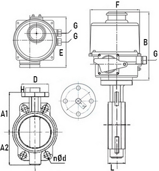 Затвор дисковый поворотный Genebre 2103 Ду100 Ру16 с взрывозащищенным электроприводом ГЗ-ОФВ-45/11(к), 24В