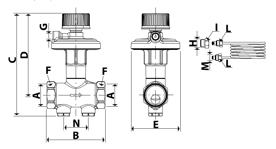 Клапан балансировочный GIACOMINI R206CY225 1″ Ду25 компактный ВР с импульсной трубкой 1м