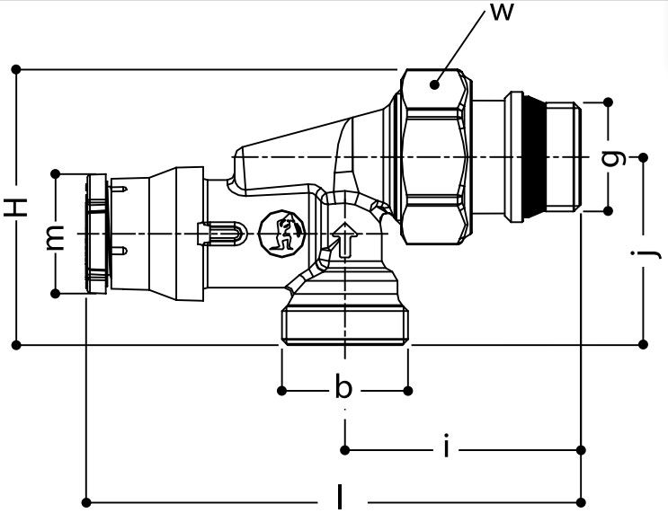 Клапан термостатический Giacomini R415TG 1/2″ Ду15 Ру16 угловой осевой, латунный хромированный, внутренняя/наружная резьба