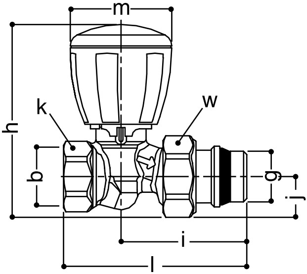 Клапаны термостатические микрометрические Giacomini R422TG 1/2″ Ду15 Ру10 прямые, латунные хромированные, внутренняя/наружная резьба