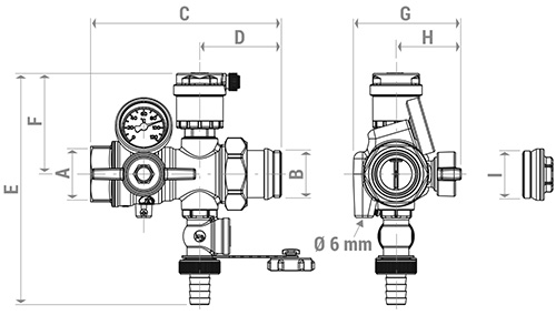 Комплекты многофункциональных кранов Giacomini R269T 1″ Ду25 для коллекторов, материал - латунь
