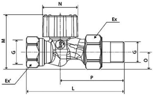 Комплект термостатический для бокового подключения радиатора Giacomini R470F-KV 3/4″ Ду20 Ру10 8-32 °C прямой, для однотрубной системы отопления, корпус - латунь, присоединение - накидная гайка