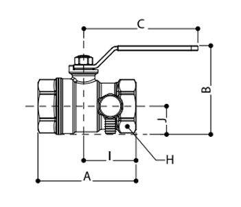 Эскиз Кран шаровой со спускным устройством Giacomini R250DS 2″ Ду50 Ру35 стандартнопроходной, хромированный, внутренняя резьба, ручка-рычаг (R250SX008)