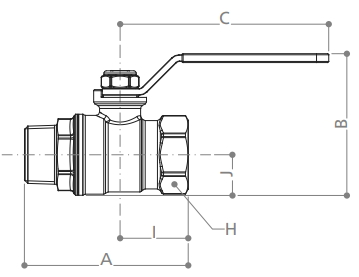 Эскиз Кран шаровой Giacomini R254DL 3/8″ Ду10 Ру42 стандартнопроходной, хромированный, внутренняя/наружная резьба, ручка-рычаг (R254LX002)